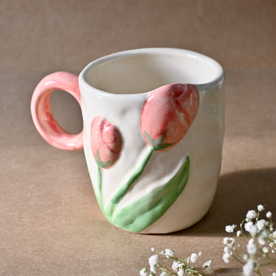 Pink Tulip Aesthetic Ceramic Mug