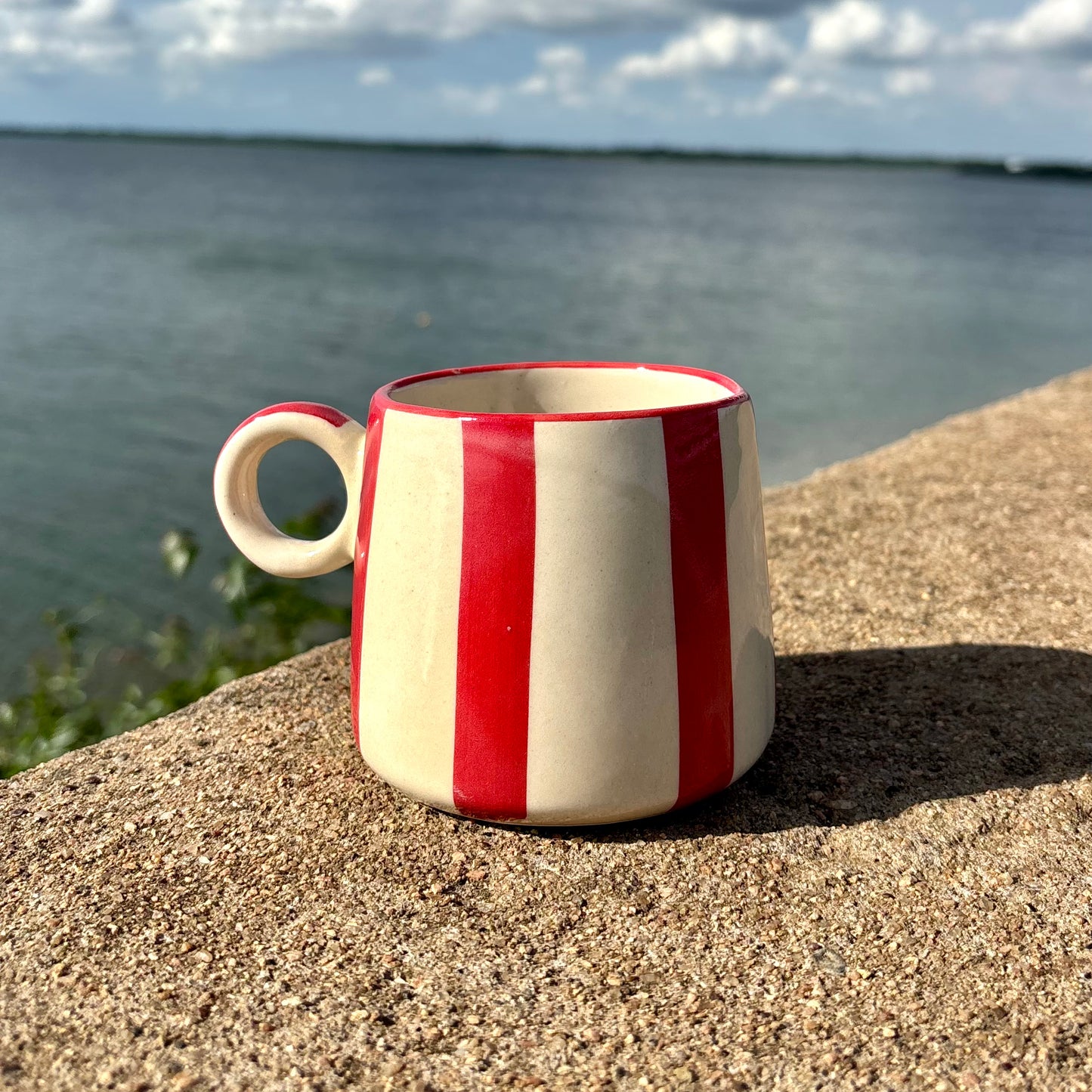 Red Bold Stripes Ceramic Mug
