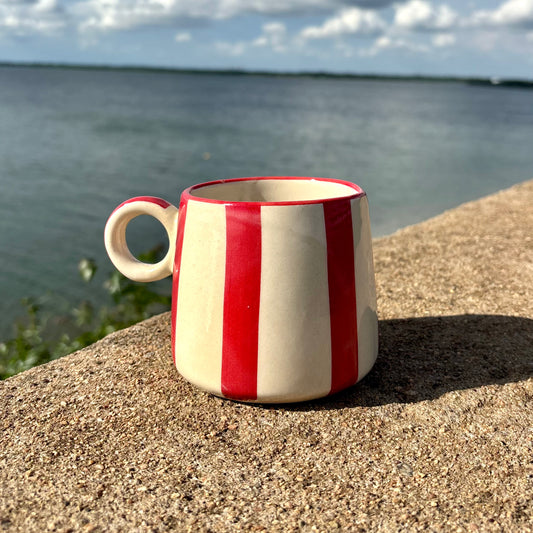 Red Bold Stripes Ceramic Mug