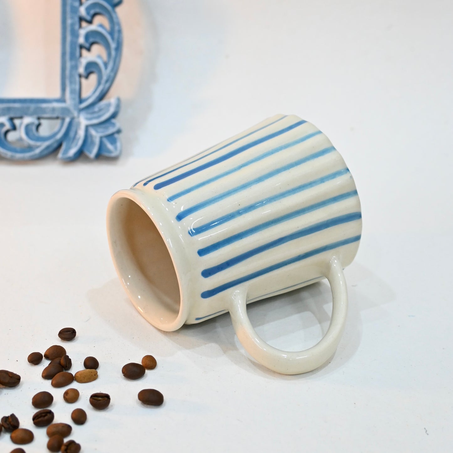 Blue Stripes Ceramic Mug