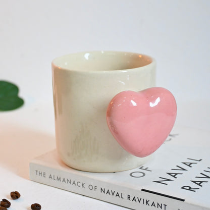 Pink Heart Handle Ceramic Mug