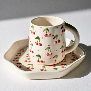 Cherry Pinteresty Mug & Snack Plate Set