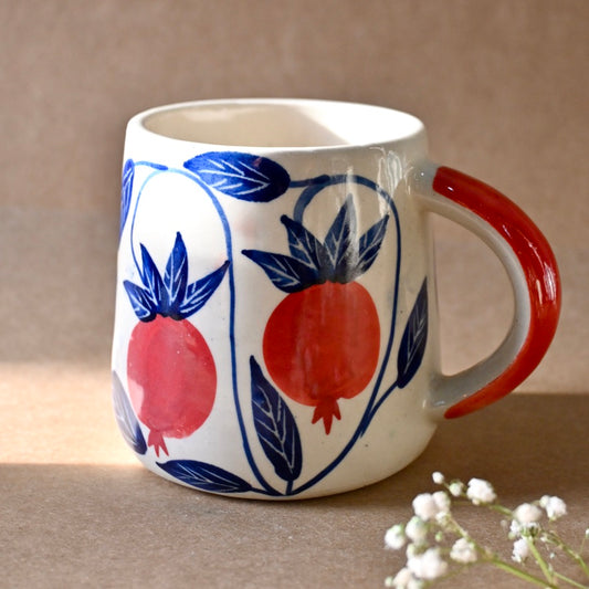 Handmade Aesthetic Ceramic Mug- Pomegranate