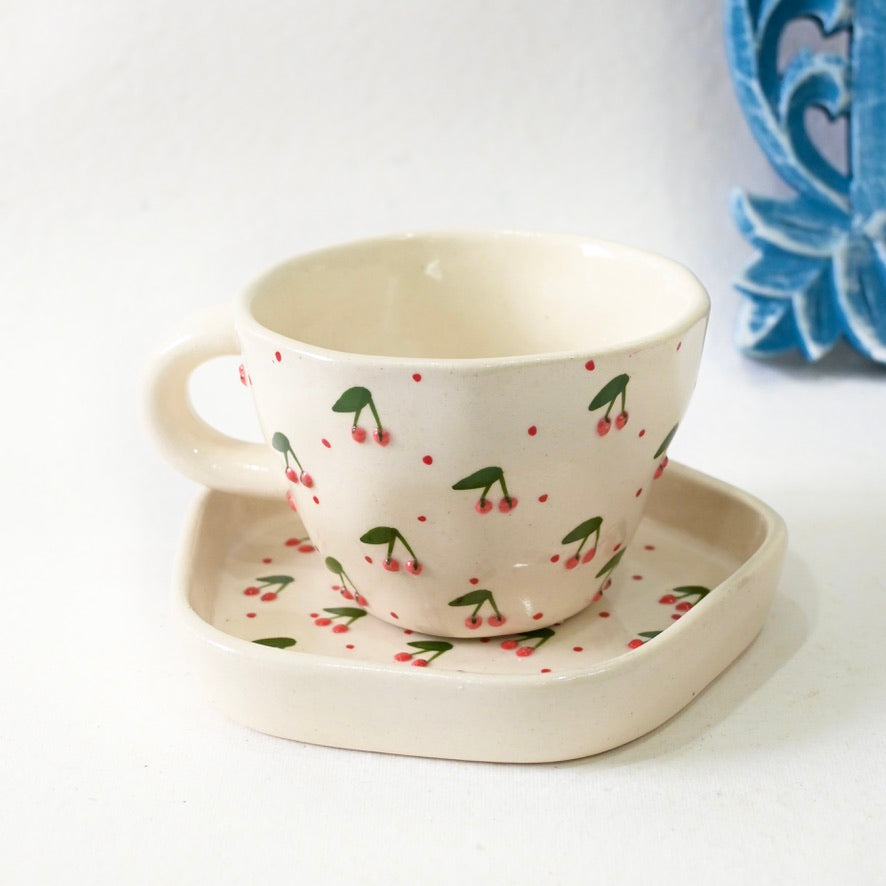 Cherry Pinteresty Cup & Saucer Set