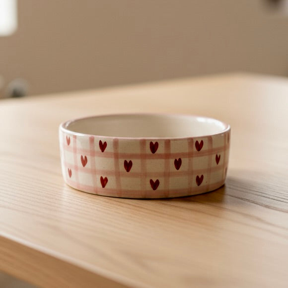 Checkered Hearts Ceramic Bowl