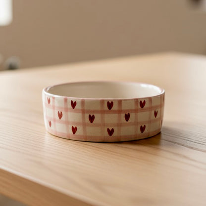 Checkered Hearts Ceramic Bowl