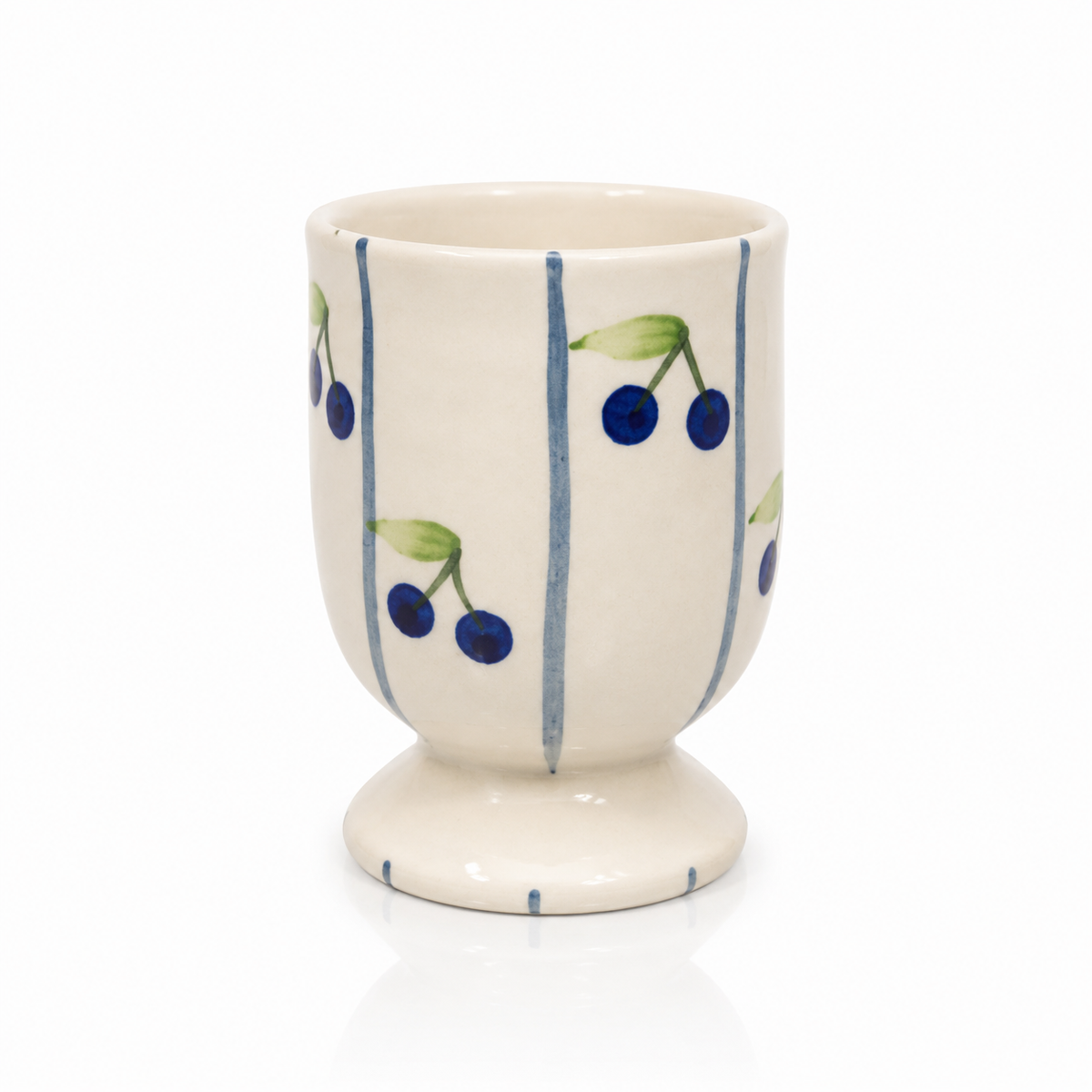 Blueberry Hand-Painted Ceramic Footed Tumbler
