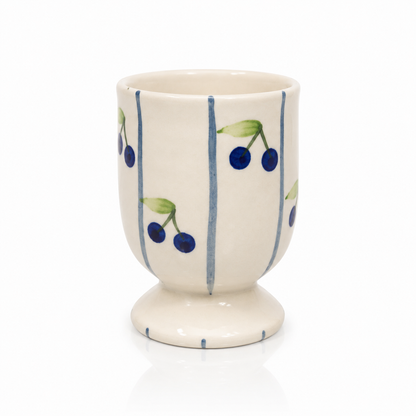 Blueberry Hand-Painted Ceramic Footed Tumbler