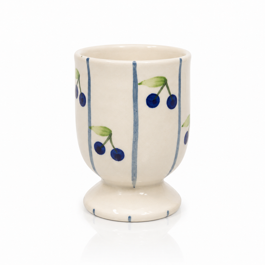 Blueberry Hand-Painted Ceramic Footed Tumbler