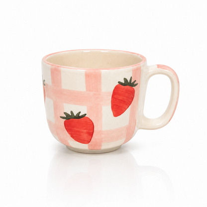 Strawberry Gingham Ceramic Mug