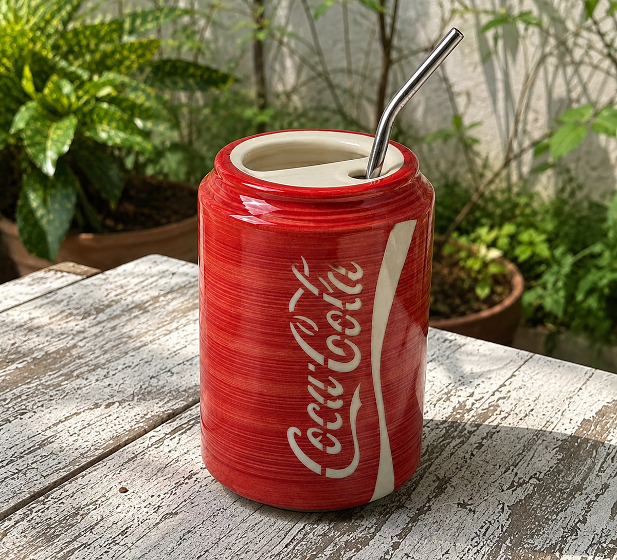 Coca Cola Ceramic Tumbler with Straw