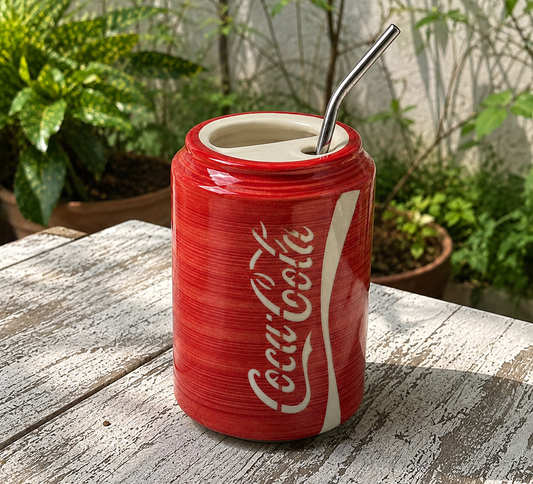 Coca Cola Ceramic Tumbler with Straw