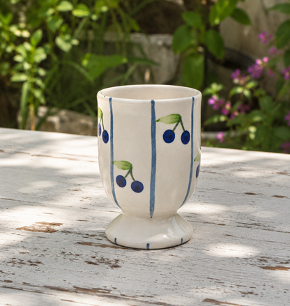 Blueberry Hand-Painted Ceramic Footed Tumbler
