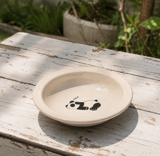 Sleepy Panda Hand-Painted Ceramic Pasta Bowl