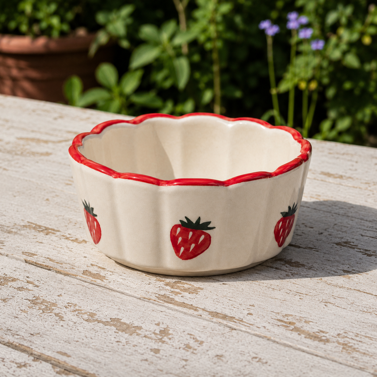 Strawberry Scallop Ceramic Bowl
