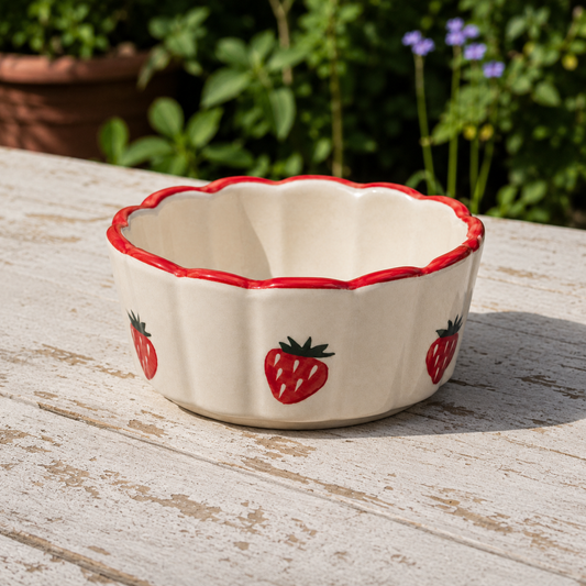 Strawberry Scallop Ceramic Bowl