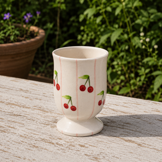 Cherry Hand-Painted Footed Tumbler