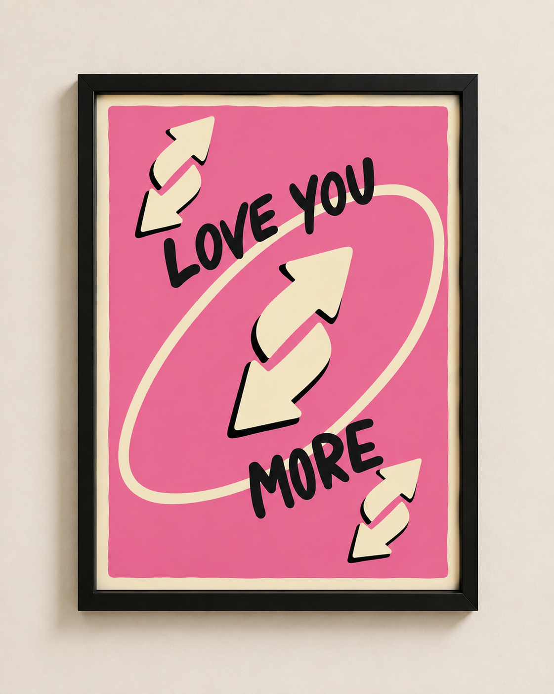 Love You More Framed Wall Art – Pink Arrow Print