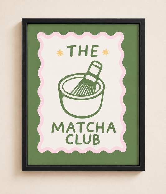 The Matcha Club Framed Wall Art – Stamp-Style Print