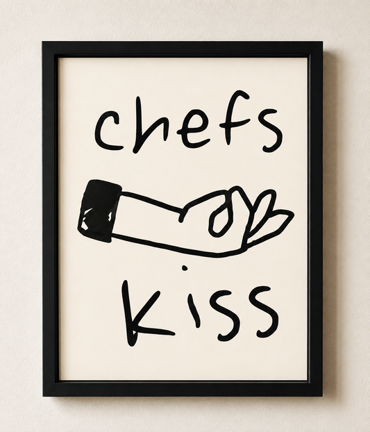 Chefs Kiss Framed Wall Art – Minimalist Line Art Print