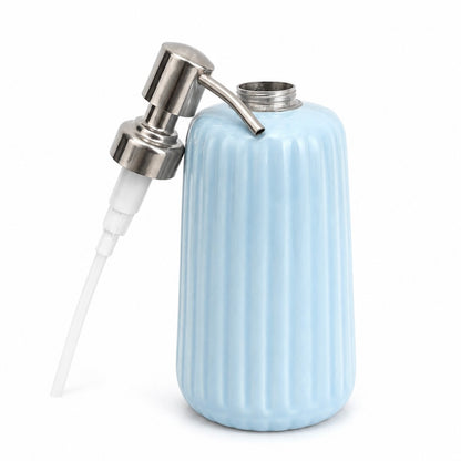 Sky Blue Ribbed Ceramic Bathroom Accessory Set