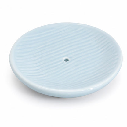 Sky Blue Ribbed Ceramic Bathroom Accessory Set