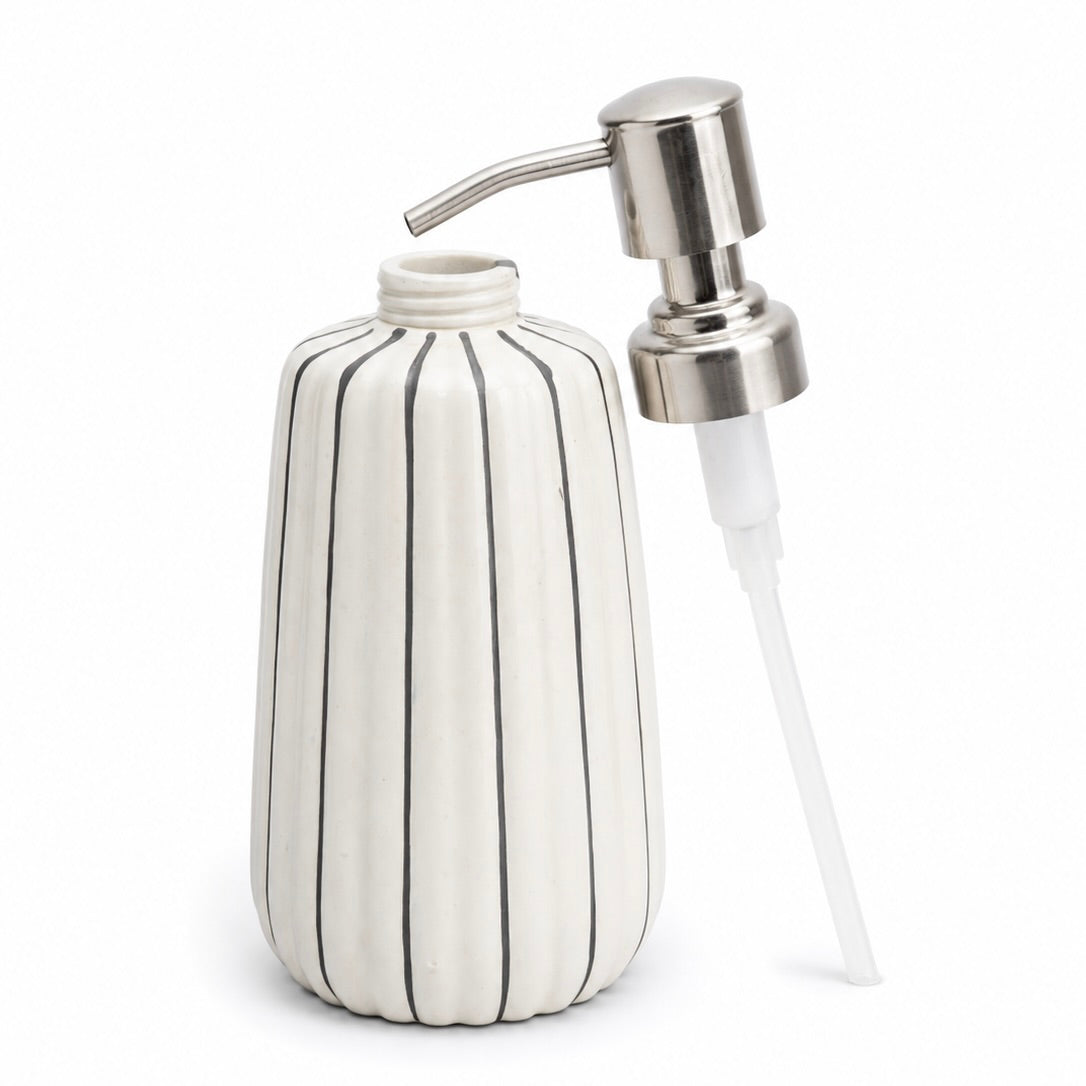 White Stripe Ceramic Bathroom Accessory Set
