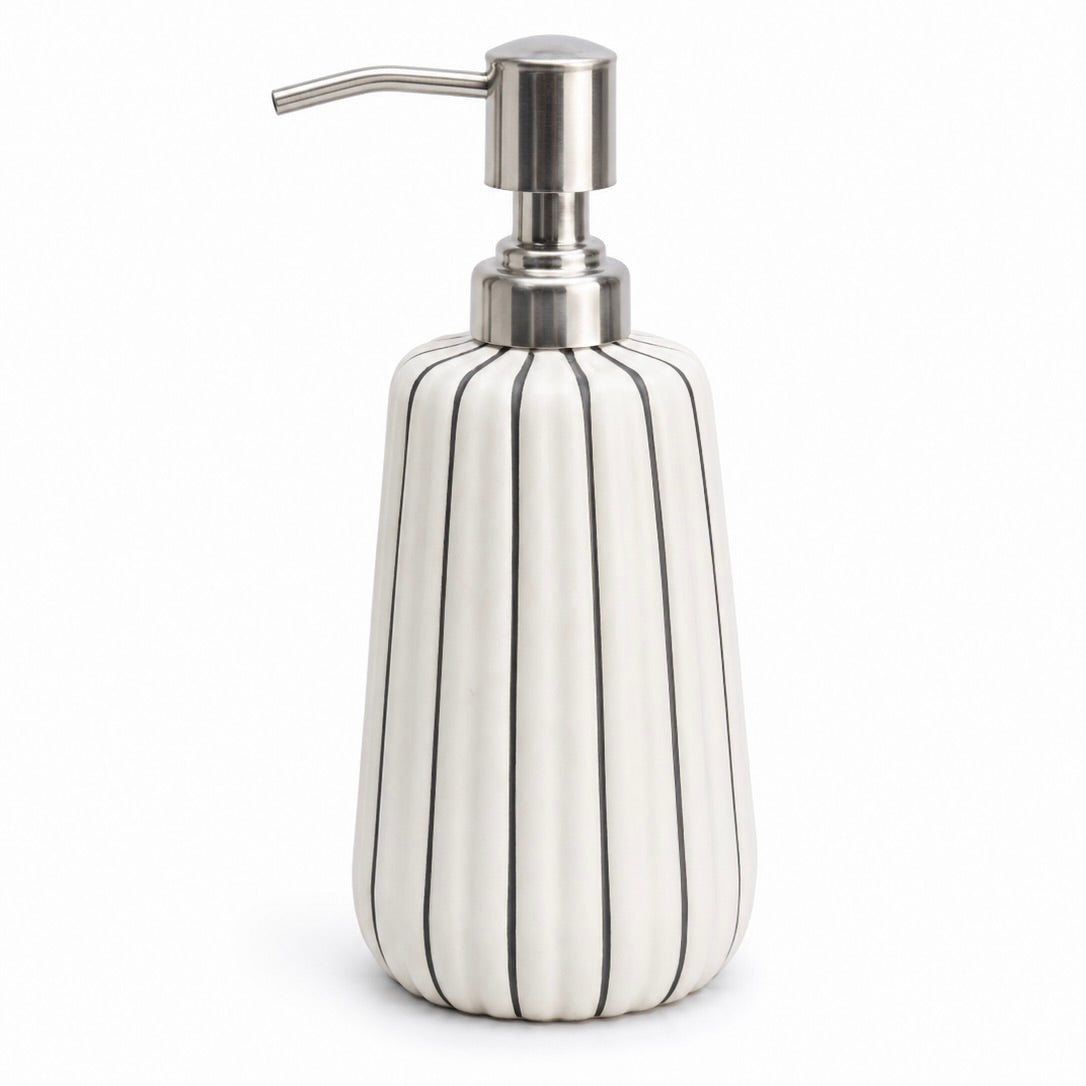 White Stripe Ceramic Bathroom Accessory Set