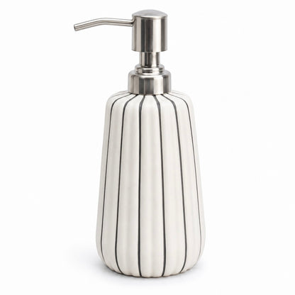 White Stripe Ceramic Bathroom Accessory Set