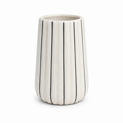 White Stripe Ceramic Bathroom Accessory Set