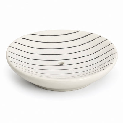White Stripe Ceramic Bathroom Accessory Set