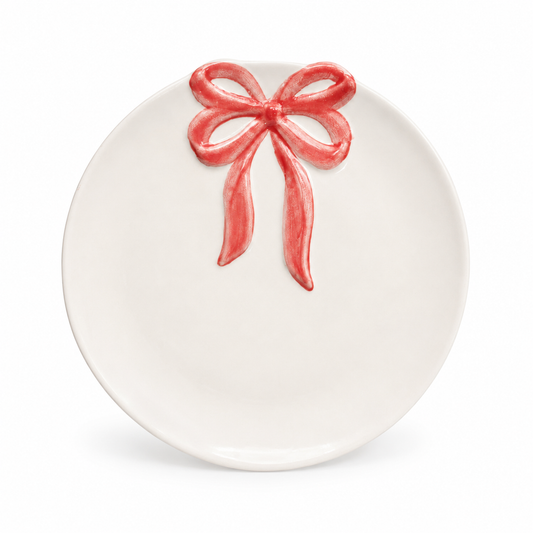 Red Bow Ceramic Snack Plate