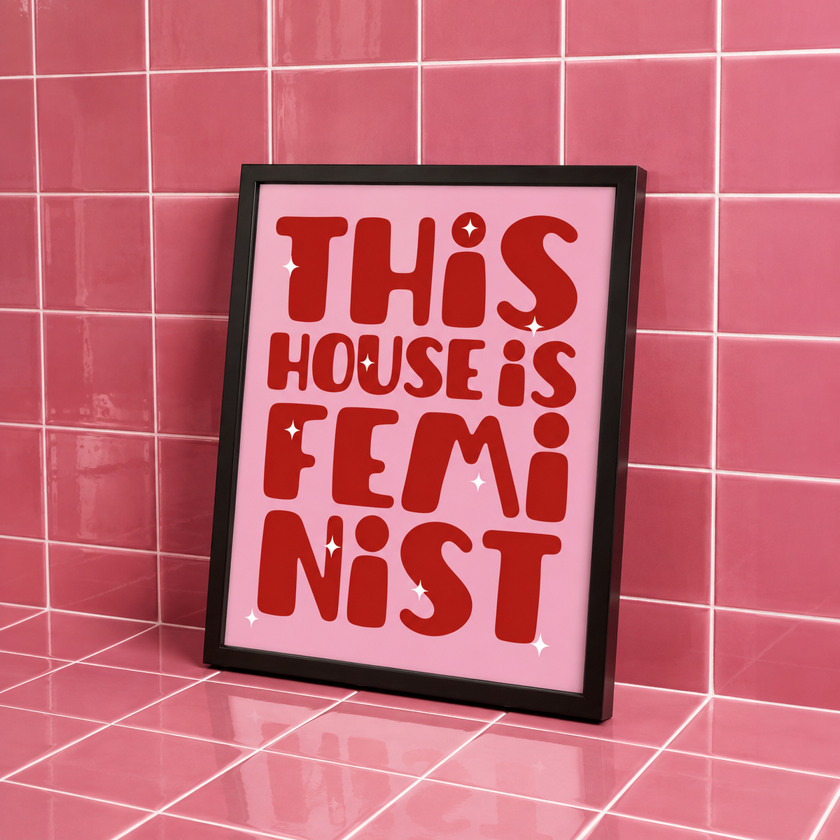 This House Is Feminist Framed Wall Art – Bold Typography Print