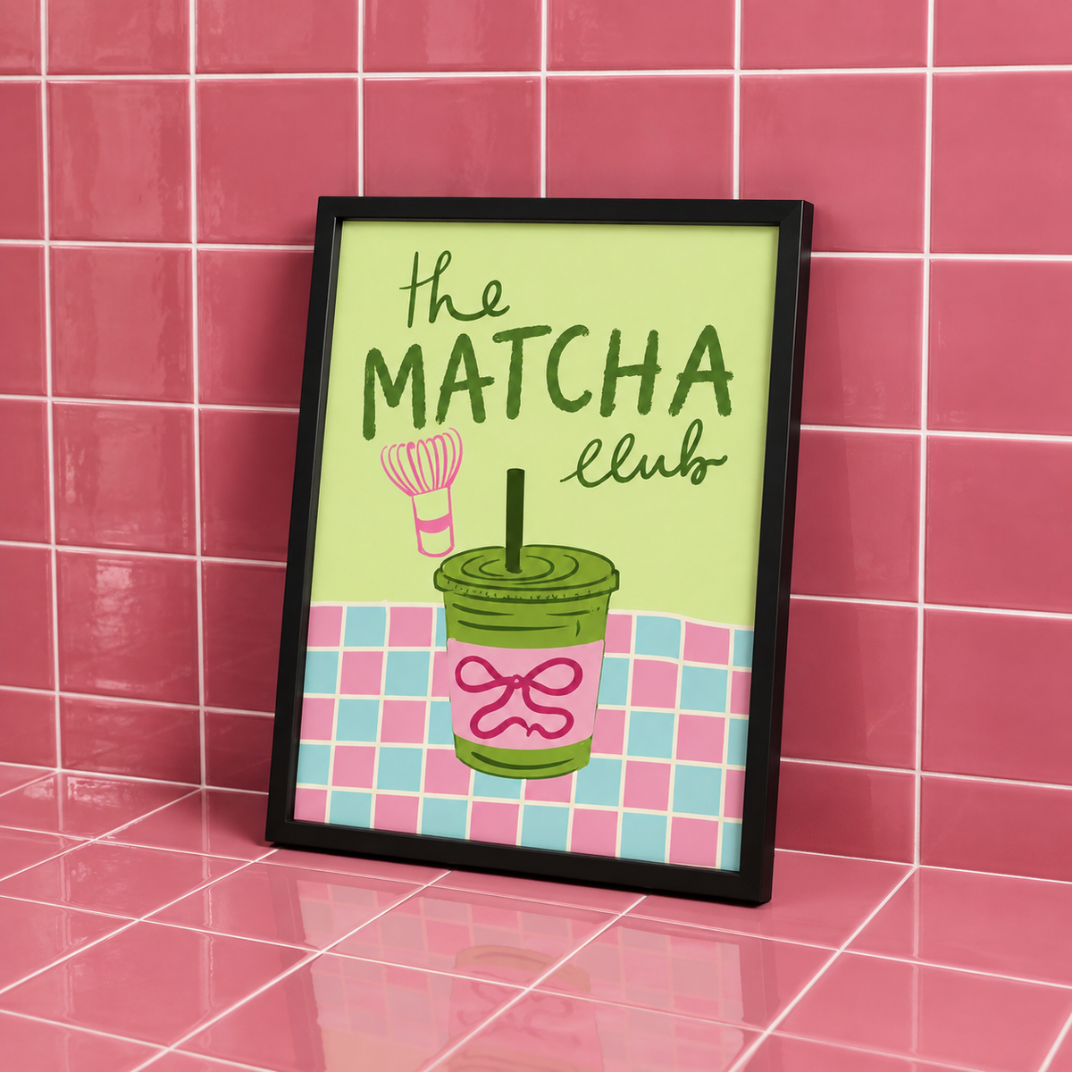 The Matcha Club Framed Wall Art – Iced Matcha Cup Print