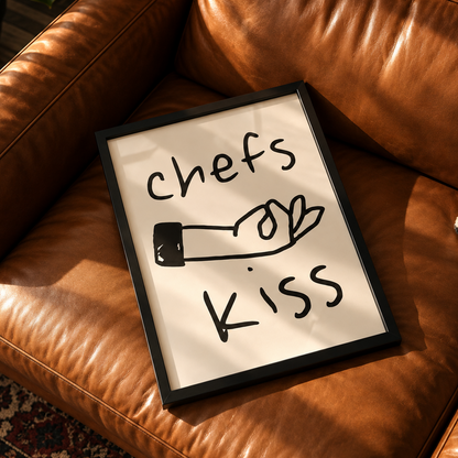 Chefs Kiss Framed Wall Art – Minimalist Line Art Print