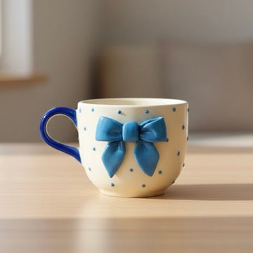 Blue Bow Pinteresty Ceramic Mug