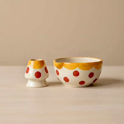 The Wildflower Bloom Matcha Set | Ceramic Bowl & Whisk Holder