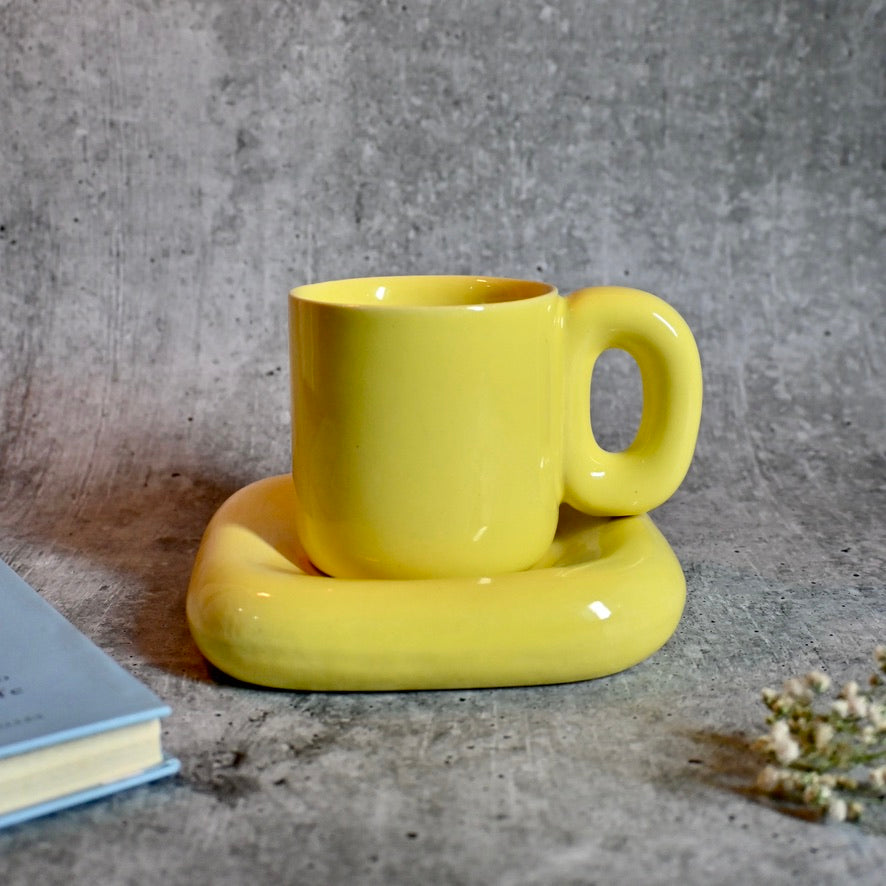 Glossy Yellow Cup & Saucer Set