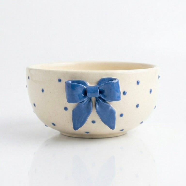 Whimsy Blue Dotted Ceramic Bowl