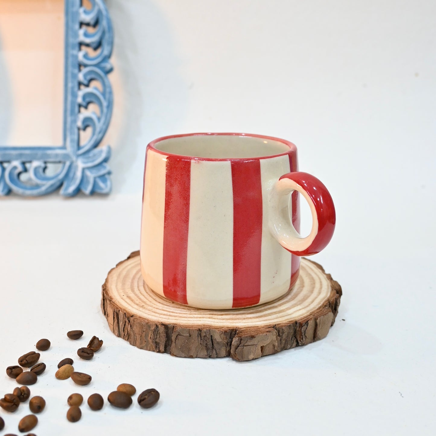 Red Bold Stripes Ceramic Mug
