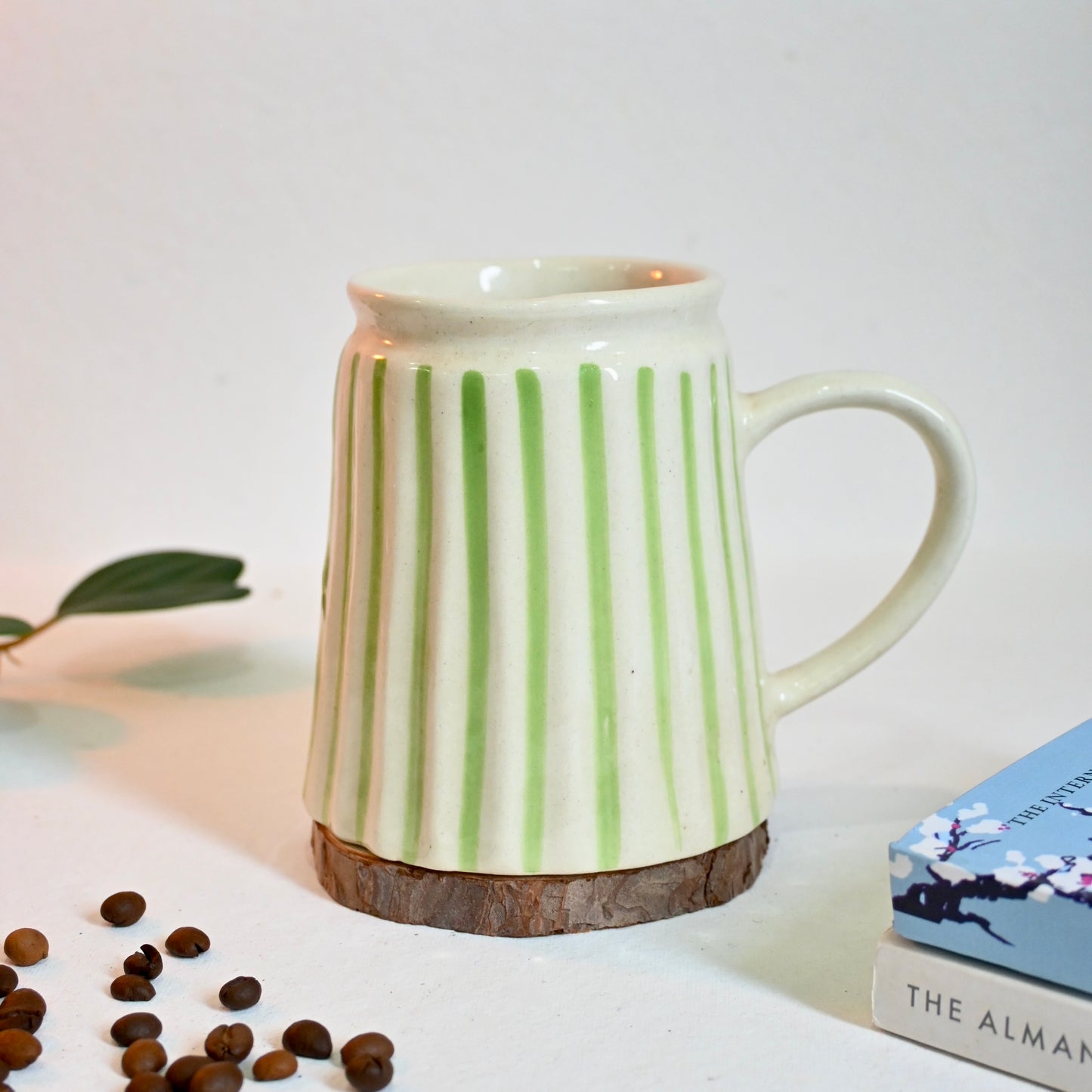 Green Stripes Ceramic Mug