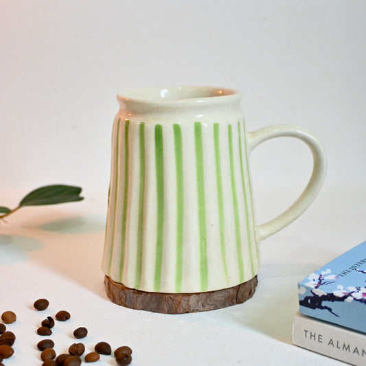 Green Stripes Ceramic Mug