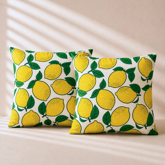 Lemon Print Cushion Cover