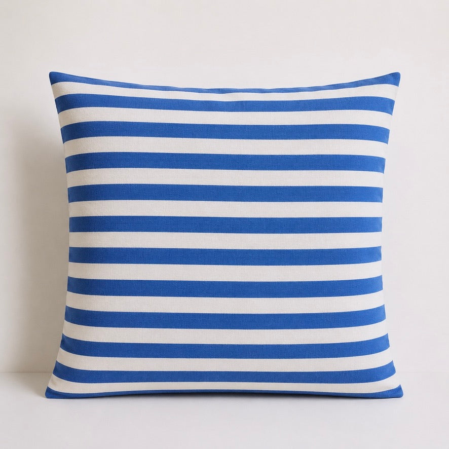 Denim Blue Striped Cushion Cover