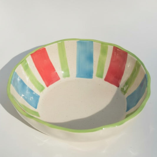 Multi Stripes Organic Rim Ceramic Bowl