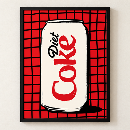Diet Coke Pop Art Framed Wall Art – Red Grid Beverage Poster