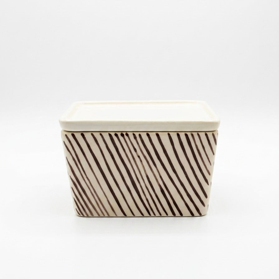 Stripe Ceramic Storage Box with Lid