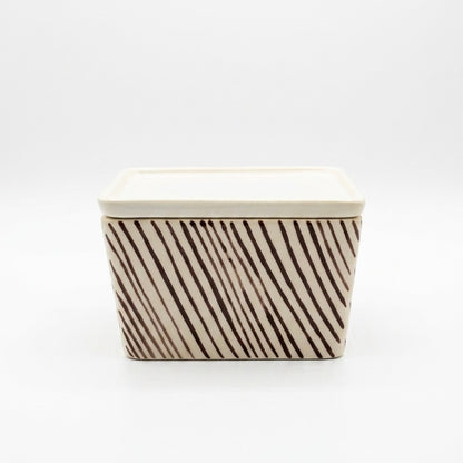 Stripe Ceramic Storage Box with Lid