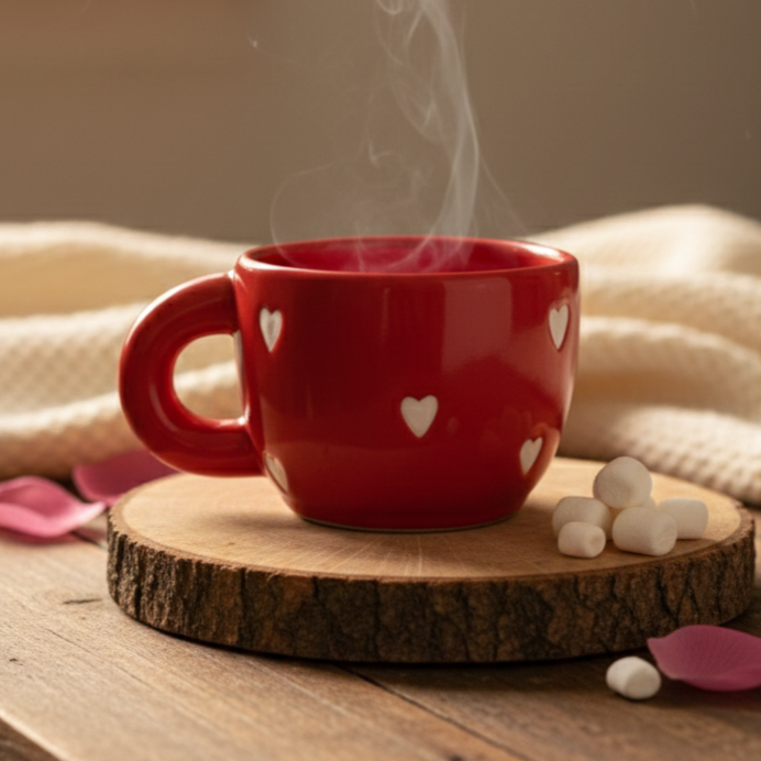 Red Little Hearts Ceramic Cute Cup