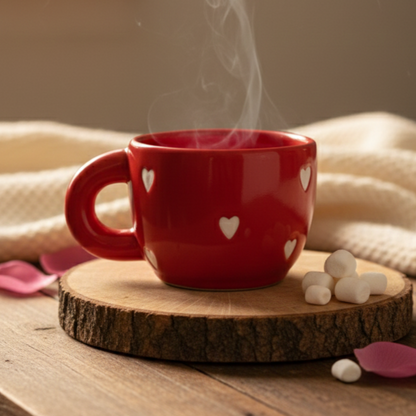 Red Little Hearts Ceramic Cute Cup
